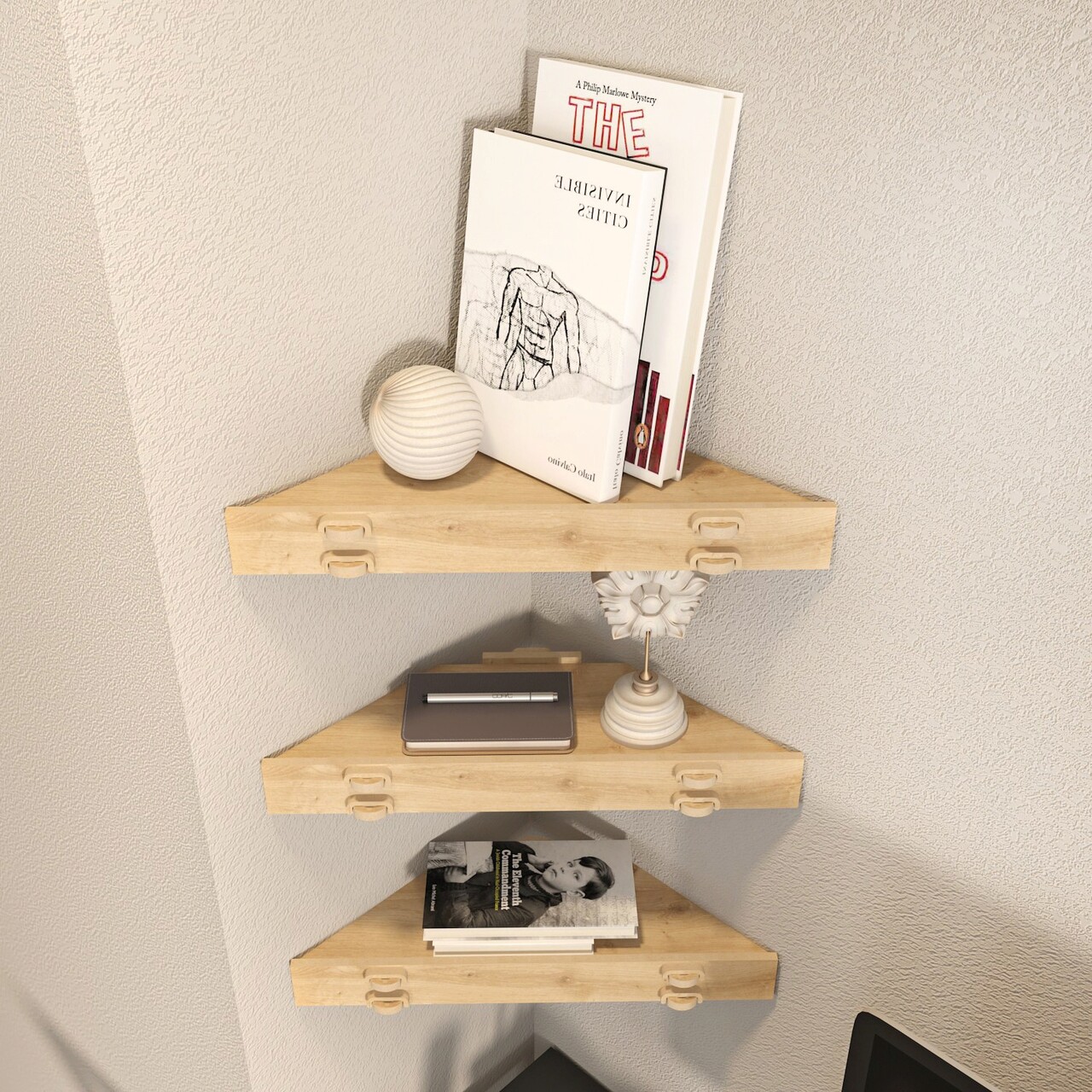 Raft de perete, Hanah Home, Edis, 39.4x5x14.5 cm, Stejar - imagine 6